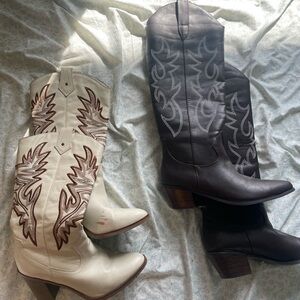 Stylish Western Boots in Black and White